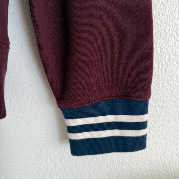 Vintage Ralph Lauren Polo Quarter Zip Mens Large Fleece Burgundy Navy Green Pony - Picture 3 of 9